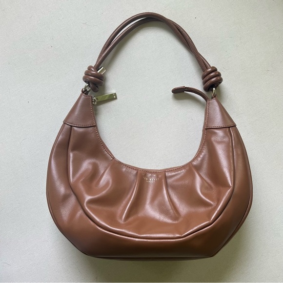 Ted Baker London Handbags - Ted Baker London Twilila Twisted Handle Leather Hobo Shoulder Bag Brown